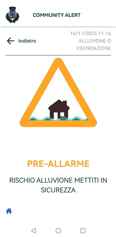 Message with pre-alarm warning