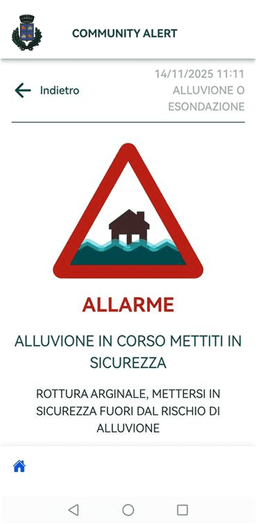 Message with alarm warning